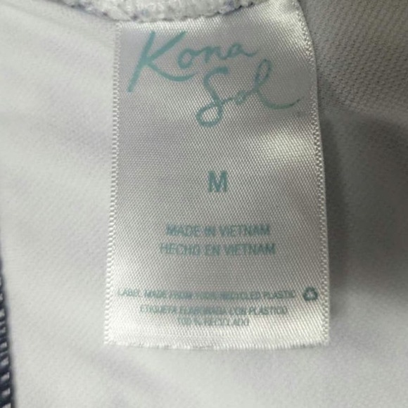 Kona Sol Blue and White Coastal Stripe Strappy Knotted One-piece Swimsuit M - Picture 8 of 8